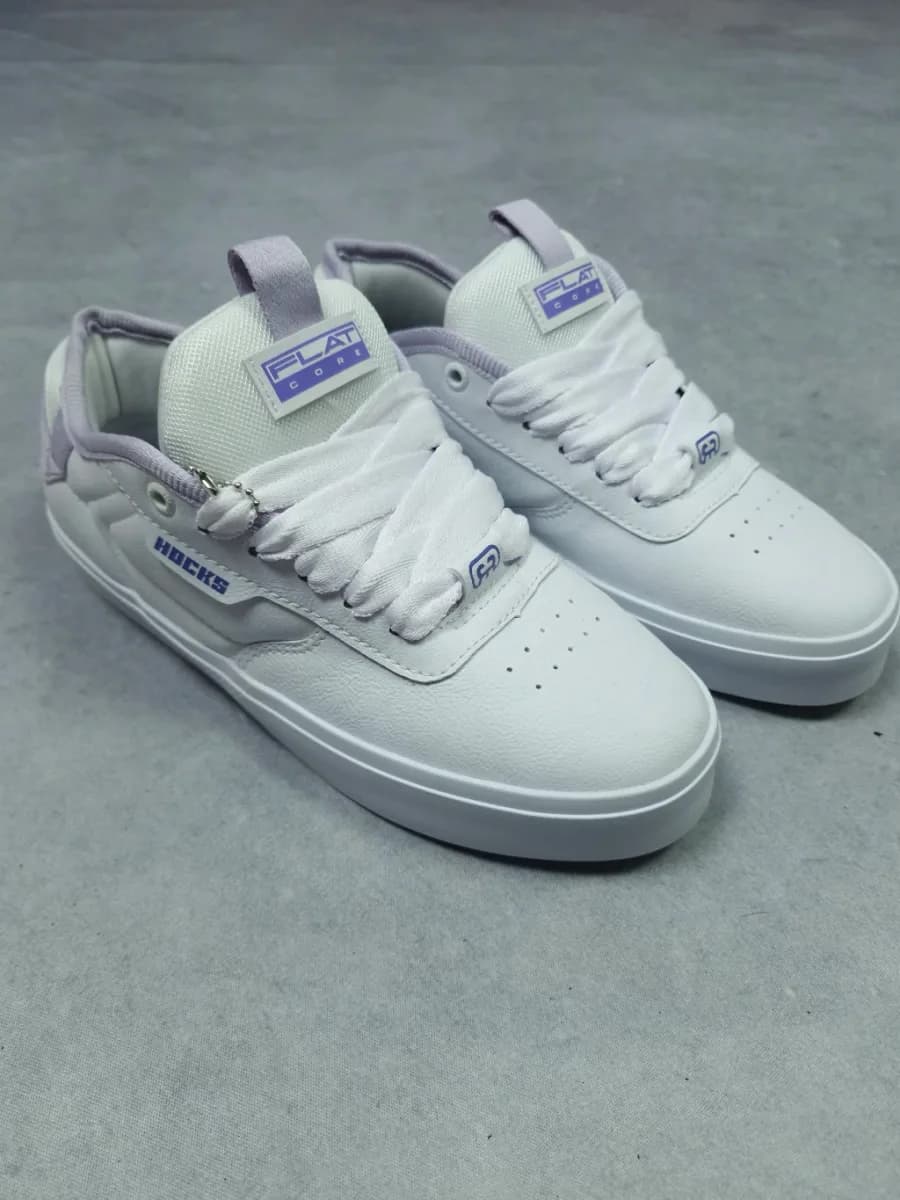 Tênis Hocks Flat Core Branco Lilac, ângulo 1 de 3